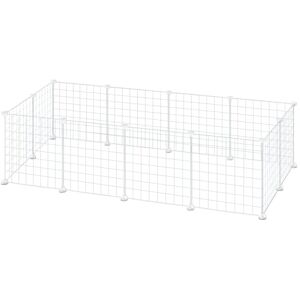 EUGAD Lapin Enclos Intérieur, Cage Modulable, DIY Parc Cochon d'Inde, Clapier Métallique Blanc, Clôture Réglable, Panneaux Grillagés pour Petits Animaux Domestiques, Chiot, Chaton, Cavia - Publicité