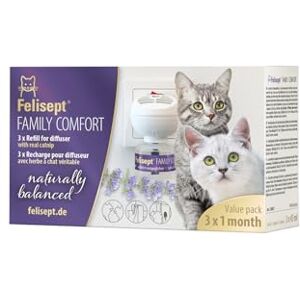 Felisept Family Comfort Recharge 3x45 ml -Anti Conflit Pour Chat Anti stress chat Avec De L'Herbe À Chat Naturelle sans Phéromones pour chat Détente Dans Une Maison Multi-Chats - Publicité