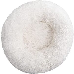 BaronHong Lit apaisant pour chien et chat Lit rond en fausse fourrure moelleuse pour chiens et chats de petite, moyenne et grande taille (blanc, 111,8 cm) - Publicité