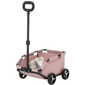 GEBBEM Poussette Pour Chien, Poussette Pour Petit Chien Poussette De Cage De Chien De Transporteur De Chat Roulant   Chariot Pliable Léger À 4 Roues Pour Chiots, Petits Chiens, Chats, Voyage, Shopping, Mar - Publicité