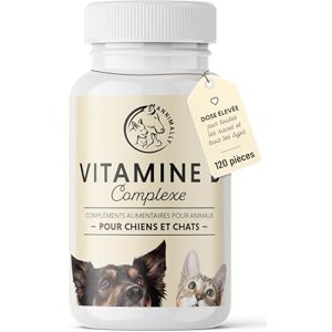 Annimally Complexe de vitamines B pour chiens et chats Fourniture de 120 comprimés pour jusqu'à 4 mois Vitamines B à haute dose avec vitamines B1, B2, B3, B5, B6, B9, B12, K, Tryptophane et Sélénium - Publicité