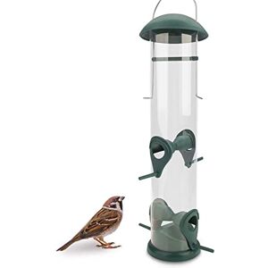 WILDLIFE FRIEND I Mangeoire Oiseaux à Grain 30cm Vert avec 4 Points D'approche, Mangeoires pour Oiseaux Sauvages, Colonne d'alimentation, Silo d'alimentation pour Oiseaux Sauvages à Grains. Publicité