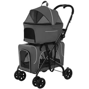 Meechi Chariot pour animaux de compagnie Poussette pliable for animaux de compagnie, Cage for chien, chariot amovible à Double couche for chat, petit et moyen animal de compagnie (Color : GRAY, Size : 64X5 - Publicité