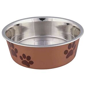 Trixie Gamelle pour chien/bol à nourriture en acier inoxydable, avec revêtement en plastique, diamètre 12 cm, couleurs assorties - Publicité