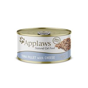 Applaws 100% Alimentation humide naturelle pour chat Thon avec fromage en bouillon 24 x 70g boîtes - Publicité