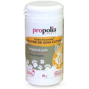 Propolia Poudre de soin cutané pour chien et chat Favorise la cicatrisation Irritations et dommages cutanés Propolis & Talc 100% naturel Fabriquée en France 30 g - Publicité