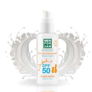 Menforsan Crème Solaire Facteur 50 pour Chiens et Chats 60ml, Protège la Peau des Rayons UVA et UVB, Résistant à l'eau - Publicité