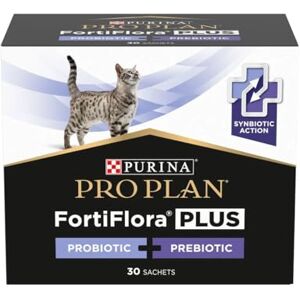 Purina ProPlan FortiFlora Plus Chats, 30 enveloppes x 1,5 grammes Aide à maintenir la santé du microbiome intestinal - Publicité