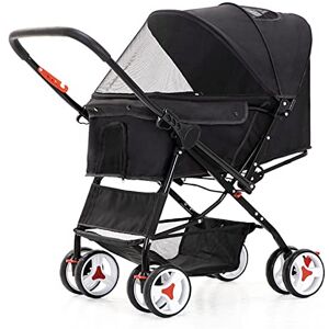 AttreX Sac à Dos pour Chat Chien Chiot Chat Voyage Poussette Jogger Chariot Pliant Teddy Chariots Cage Quatre Roues en Plein air (Couleur : Noir) - Publicité