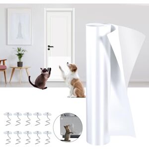 Feelhap Bande de Protection Anti-Rayures pour Chat, 30 x 300cm Film Anti-Rayures pour Chat avec 10 Vis Film de Protection Transparent et Résistant aux Rayures pour Canapé Meubles Porte Mur - Publicité