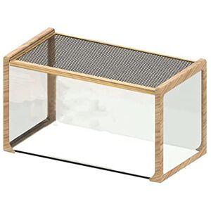 BGFYUSF Cage à Reptiles, Tortue, Habitat de Tortue, Grain de Bois, lézard, Maison d'alimentation pour Animaux domestiques, habitats en Verre avec île Flottante pour Reptiles Amphibiens (Bois 42 x 42 x 76 cm) - Publicité