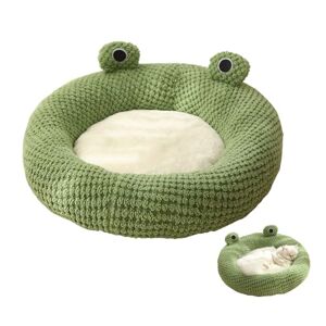 JINGTOPS Maison pour Chat D'IntéRieur,Couchage Chat,Coussin Chat Anti Stress, Grotte pour Chat,Lits pour Chat Forme de Grenouille Chaude et Douce avec Fond AntidéRapant (M-50cm, Rond) - Publicité