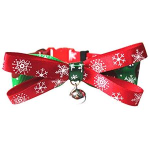 CUSROS Noël Chat Chien Collier Noeud Papillon Cadeau Réglable Cloche Cou Sangle Collier Bande Cadeau pour Votre Animal De Compagnie Vert L - Publicité