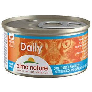 almo nature Daily mousse avec Thon et Morue. Nourriture humide pour chat adulte 24 boîtes de 85g - Publicité