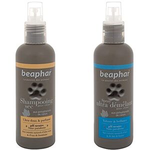 Beaphar – Spray Shampoing Sec Ultra-Doux pour Chien –200 ML & Spray Ultra-démêlant pour Chien – Extraits naturels d'Iris, de Lait de Karité et du polyphenol de Raisin– 200 ML - Publicité