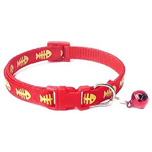 CUSROS Animaux De Compagnie Chien Chat Poisson Os Impression Cloche Boucle Collier Réglable Chien Chat Colliers Cou Ceinture Cravate écharpe Collier Sangle Rouge Taille Unique - Publicité