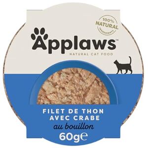 Applaws 100% Naturel Aliment pour Chat Thon Fillet avec Crabe en Bouillon 10 x 60g Pots - Publicité