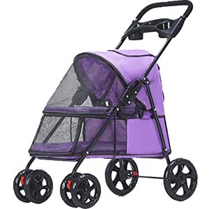 HGML Poussette pour chien, poussette pliable pour animal domestique, chariot de voyage pour chien/chat, compacte, facile à plier, portable à 4 roues, poussette de voyage pour chat et chien, violet - Publicité