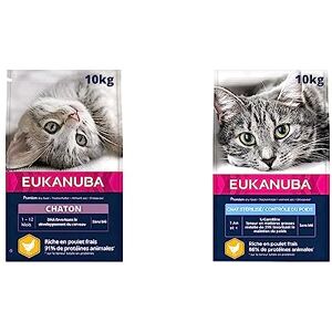 Eukanuba Chaton Démarrage Sain Toutes Races Poulet 10kg & Croquettes pour Chat stérilisé ou en surpoids Poulet Croquettes recommandées par Les vétérinaires Sac refermable de 10kg - Publicité