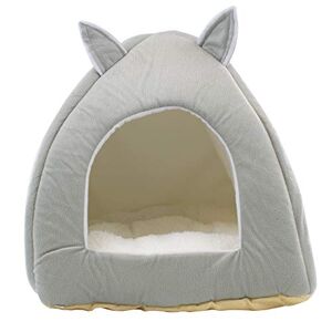 DIGIFLEX Grey Teddy Bear Style Pet Bed Idéal pour Les Chats et Les Chatons Soft Confortable Cat Bed Hut 36 x 36 x 40cm - Publicité