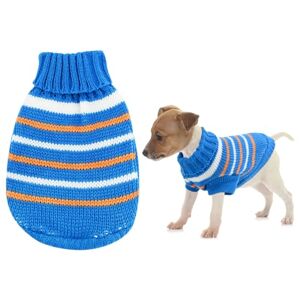 Jodsen Pull pour Petit Chien,Pull tricoté pour Chien,Pull Chaud pour Chiot,Chat Puppy Pull en Tricot à col roulé,Pull d'hiver à Rayures pour Chiot,Welsh Corgi,Yorkshire Terrier, Chihuahua (L, Bleu) - Publicité