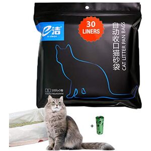 CYchen Moliwen 1 emballages de 30 Sacs à Litière 79 × 45 cm pour Chat, Sacs avec Poignées pour Bac à Litière de Moyenne et Petit Taille, 1 Rouleau (15 pièces) de Sac à ordures en Cadeau - Publicité