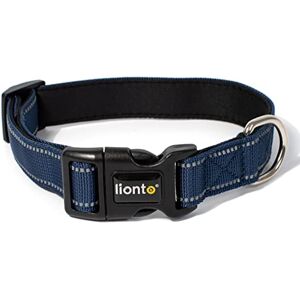 lionto Collier pour Chien rembourré en Nylon réfléchissant imperméable réglable, Taille M, Bleu - Publicité