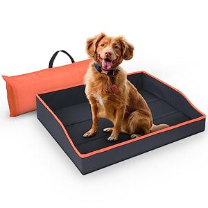 Bestlivings Panier pliable pour petits chiens et chats – Orange – (60 cm x 43 cm) – Lit de voyage portable avec cadre solide - Publicité