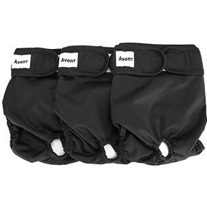 Avont 3 Couches Lavables pour Chien Femelle, Culotte Protection Confort Nappy Lors des Périodes Physiologiques, de Chaleurs, d'Incontinence-Noir-M(33-48cm) - Publicité