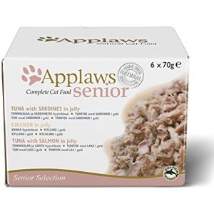 Applaws Aliments humides naturels pour chats âgés Sélection Multipack au thon et au poulet en gelée 6 boîtes de 70 g - Publicité