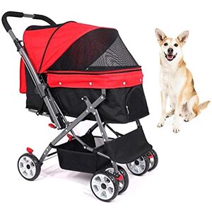 FLEAGE Poussette pour animaux de compagnie pour chiens de petite et moyenne taille, poussette pour chien résistante aux chocs, pliable, grande poussette rotative à 360 ° pour chien/chat à 4 roues avec p - Publicité