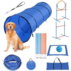 Herrselsam Kit d'agilité pour chien Grand kit d'équipement d'agilité pour chien Accessoires d'entraînement pour chien Obstacle d'agilité Anneau de saut pour chien 8 barres de slalom Balle, - Publicité