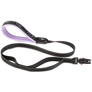 Ferplast Laisse Chien Sport Dog Matic, Laisse pour Chien Taille Moyenne, Mousqueton avec mécanisme magnétique, Poignée rembourrée, Coutures réfléchissantes, Nylon, 120 cm, Violette - Publicité