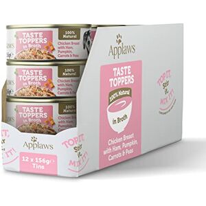 Applaws Taste Toppers Nourriture Humide pour Chien 100% Naturelle, Poulet avec Jambon et légumes dans Un Bouillon de 156 g (12 boîtes de 156 g) - Publicité