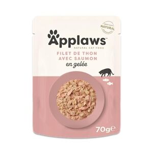 Applaws Premium Natural Wet Cat Food, Thunfischfilet mit Lachs in Gelee 70g Portionsbeutel (16x70g) - Publicité