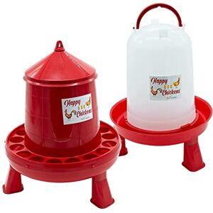 FINCA CASAREJO Mangeoire 2 Kg + Abreuvoir 3L avec Pieds – Mangeoire et Abreuvoir Happy Chickens pour Poules et Autres Volailles - Publicité