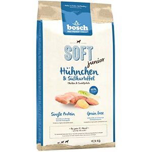 Bosch HPC SOFT Junior Poulet et patate douce   Croquettes semi-humides pour chiens en pleine croissance de toutes races   Monoprotéines   Sans céréales   1 x 12,5 kg - Publicité