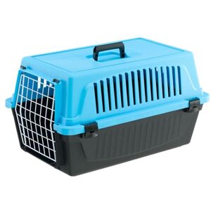 Ferplast Caisse de Transport Chat, Cage de Transport pour Chiens Petits et Chats jusqu'à 8 Kg, Porte en Fer Plastifié, 37 x 58 x h 32 cm, Boite Panier Transport Atlas 20 EL, Bleu Clair - Publicité