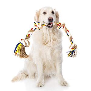 Nobleza Corde de jouet pour chien 100% coton, bénéfique pour la santé mentale du chien ， Santé dentaire et nettoyage des dents ， Meilleur cadeau pour tous les types de chiens （Beige et marron）- 68cm - Publicité