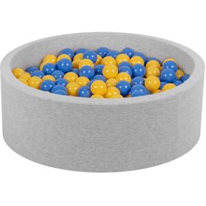 Petsona Piscine À Balles 90X30cm/200 Balles Ronde en Mousse pour Animal Domestique Chats Chiens Lapins Chiots Chatons, Fabriquée en UE, Gris Clair: Bleu/Jaune - Publicité