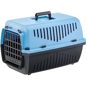 Ferplast Caisse de Transport Chat Skipper 1, Cage de Transport pour Chiens Petits et Chats Max 5 Kg, Boite Transport, Voyage Animaux domestiques, 48x32xh31 cm, en Plastique avec Poignée Pliante, Bleu - Publicité