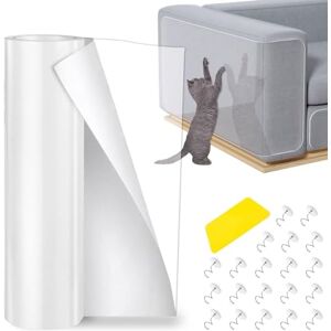 Shengruili Bande de protection anti-rayures pour chat 20 x 100 cm Film de protection anti-rayures pour chat Transparent Protection contre les rayures Protège vos meubles des griffes - Publicité