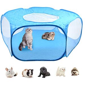 DODUOS Cage pour Petits Animaux Pliable Parc de Animaux avec Maille Respirante Clôture pour Animaux de Compagnie Portable pour Chien Cochons d'Inde Lapins Hamsters (Bleu) - Publicité