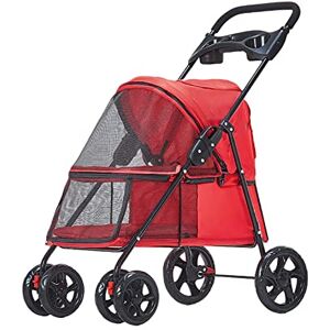 HGML Poussette pliable pour chien ou chat Compacte, facile à plier Portable 4 roues Rouge - Publicité