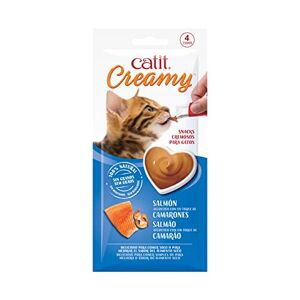 Catit Creamy Lot de 4 friandises à laper pour chat, au saumon avec arôme de crevette - Publicité