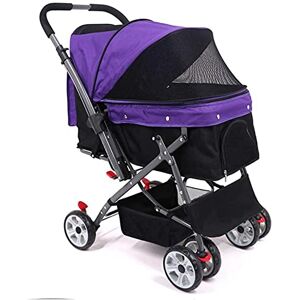 FLEAGE Poussette pour animaux de compagnie, porte-chiot avec poignée télescopique 4 roues poussette de voyage chien chat poussette roue sac à bagages (violet) - Publicité