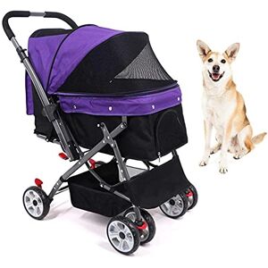 FLEAGE Poussette pour animaux de compagnie pour chiens de petite et moyenne taille, poussette pour chien, résistante aux chocs, pliable, grande poussette rotative à 360 ° pour chien/chat à 4 roues avec - Publicité