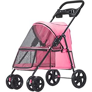 HGML Poussette pour chien, poussette pliable pour animal domestique, chariot de voyage pour chien/chat, compacte, facile à plier, portable à 4 roues, rose - Publicité