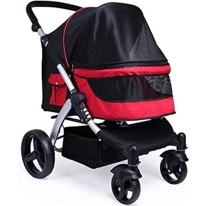 RsFiL Chariot pour chien Poussette pour chien pour grands chiens Poussette de voyage Transporteur pour animaux de compagnie Chien Chat Poussette Landau pour deux chats Poussettes en tissu Oxford respir - Publicité