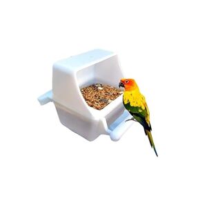 KMOCEPLY Mangeoire à oiseaux à suspendre en forme de cage Distributeur de nourriture pour oiseaux Bol anti-éclaboussures pour perroquet, pigeon, perruche Équipement en plastique pour boisson - Publicité